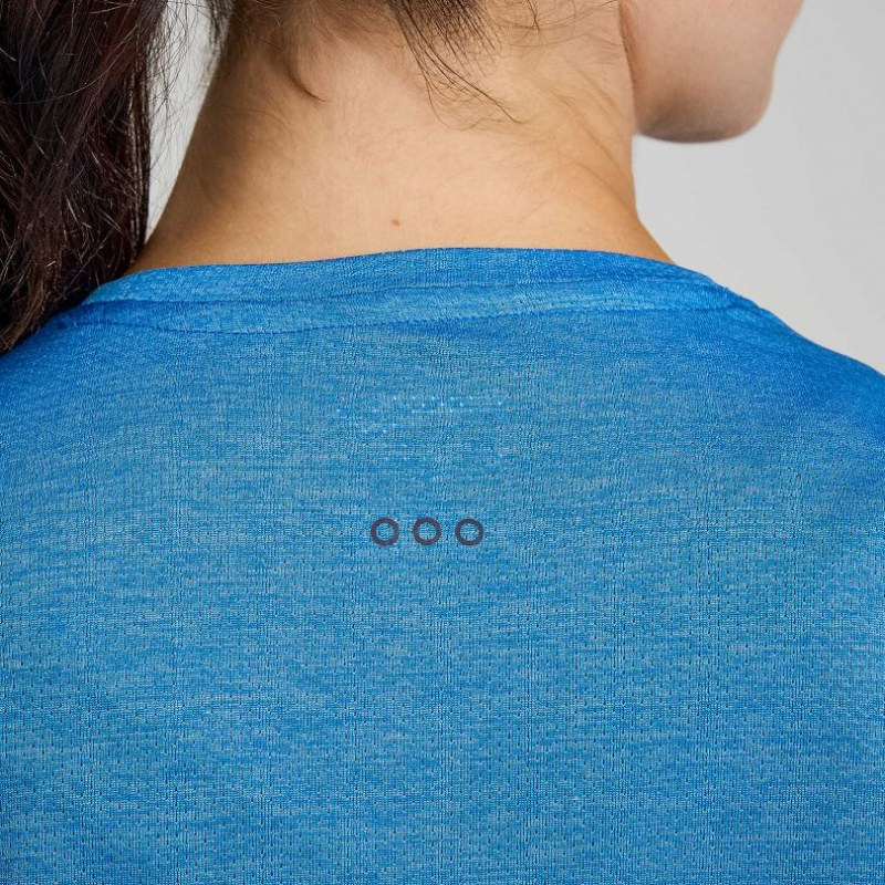 Saucony Stopwatch Kurzes Sleeve T-Shirt Damen Blau | BERLIN SWQAYT