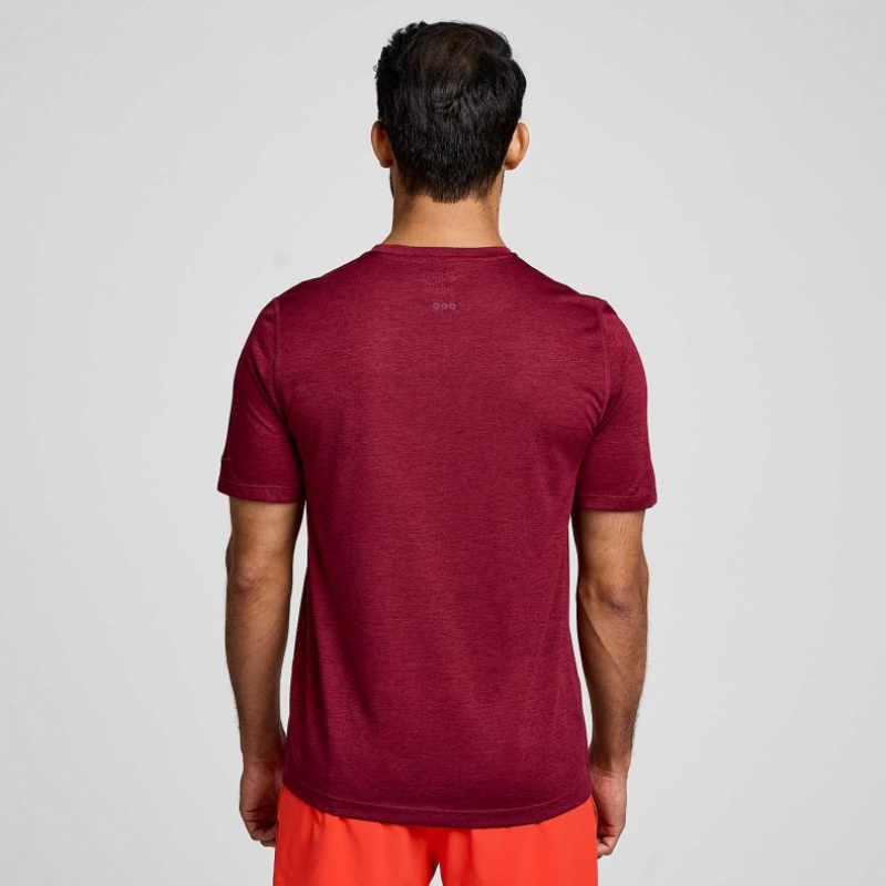 Saucony Stopwatch Kurzes Sleeve T-Shirt Herren Bordeaux | BERLIN AWMOSI