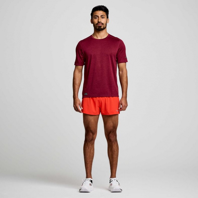 Saucony Stopwatch Kurzes Sleeve T-Shirt Herren Bordeaux | BERLIN AWMOSI