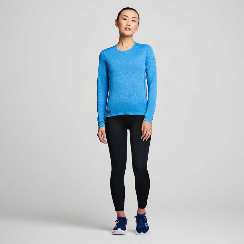 Saucony Stopwatch Long Sleeve T-Shirt Damen Blau | BERLIN NCWZVS