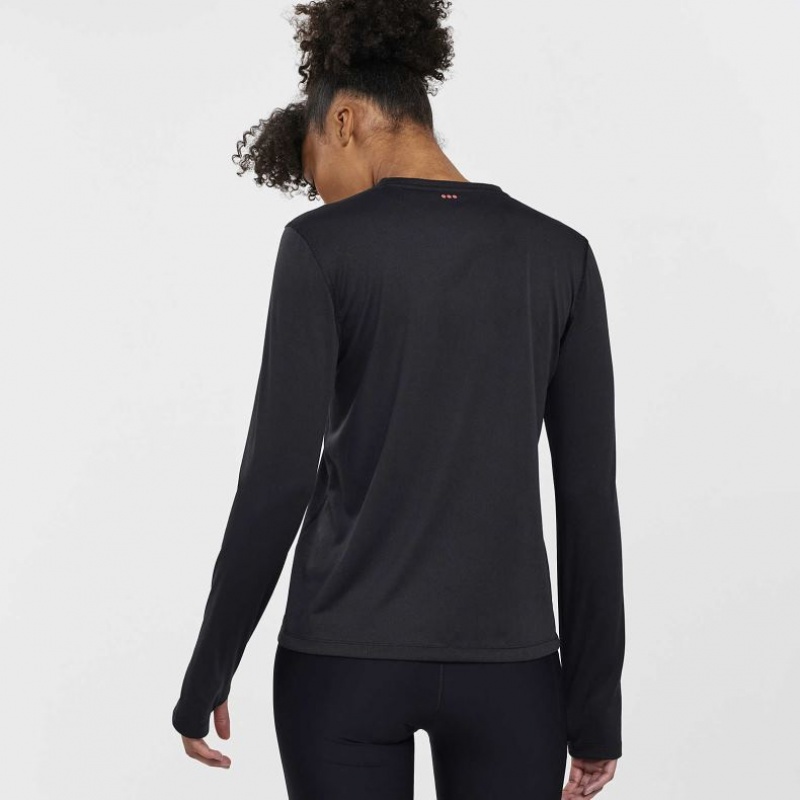 Saucony Stopwatch Long Sleeve T-Shirt Damen Schwarz | BERLIN JAZSGV
