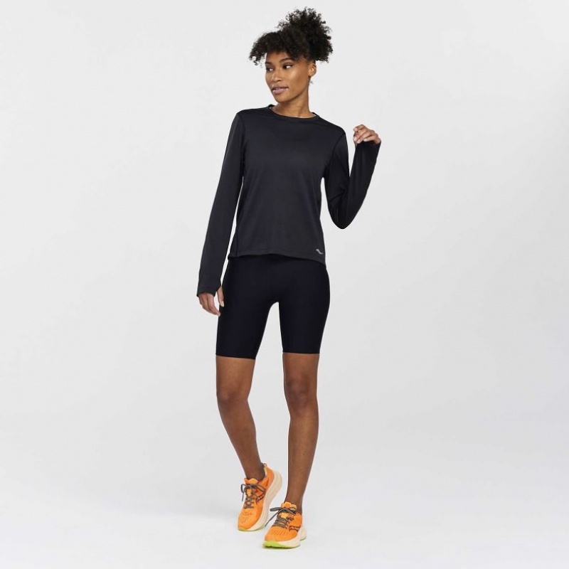 Saucony Stopwatch Long Sleeve T-Shirt Damen Schwarz | BERLIN JAZSGV
