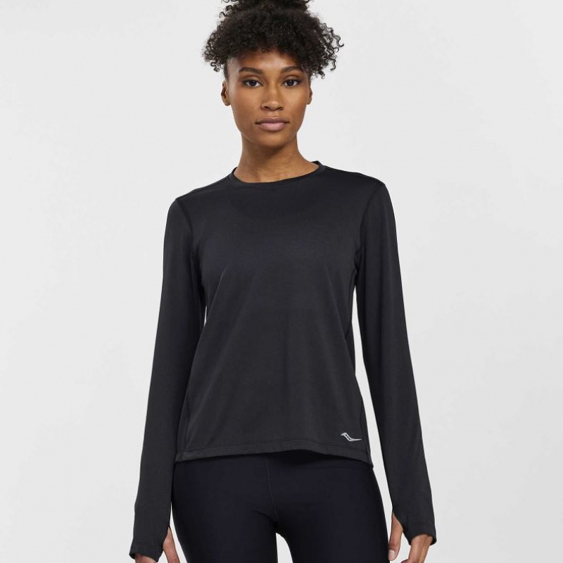 Saucony Stopwatch Long Sleeve T-Shirt Damen Schwarz | BERLIN JAZSGV