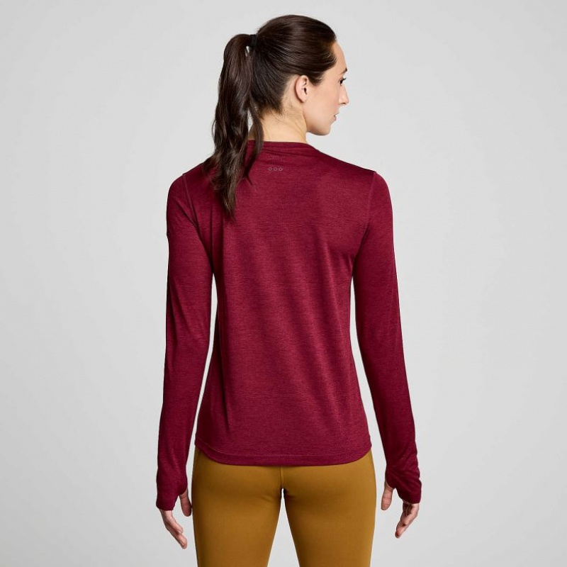 Saucony Stopwatch Long Sleeve T-Shirt Damen Rot | BERLIN QGJSIB