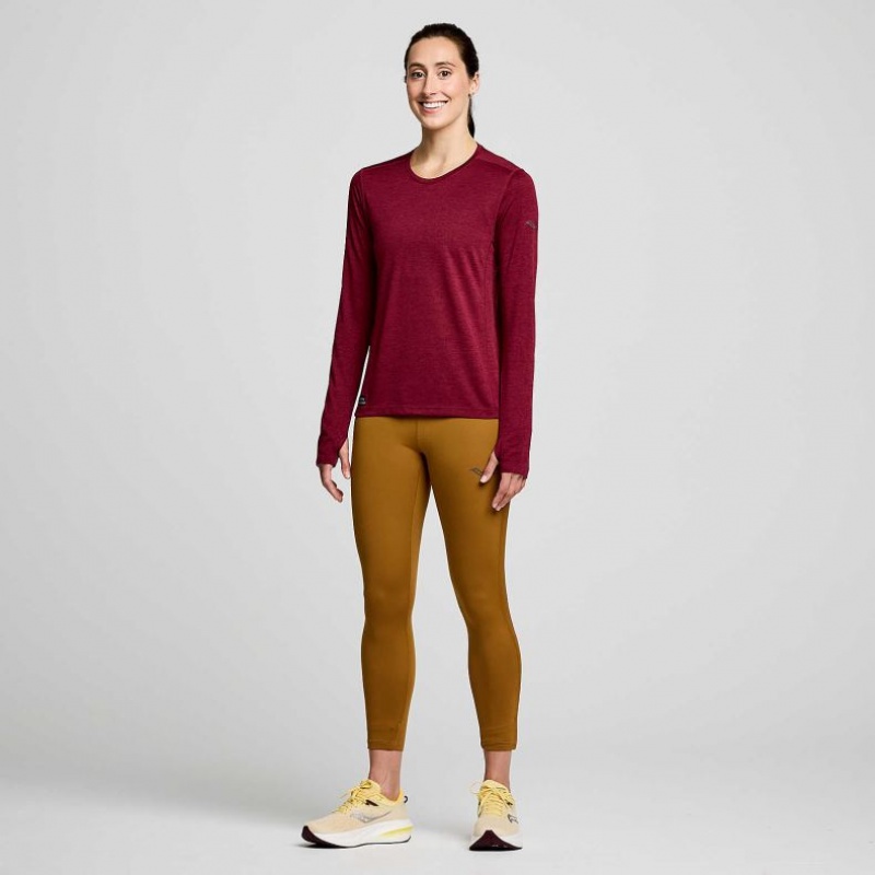 Saucony Stopwatch Long Sleeve T-Shirt Damen Rot | BERLIN QGJSIB