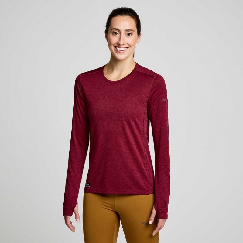 Saucony Stopwatch Long Sleeve T-Shirt Damen Rot | BERLIN QGJSIB