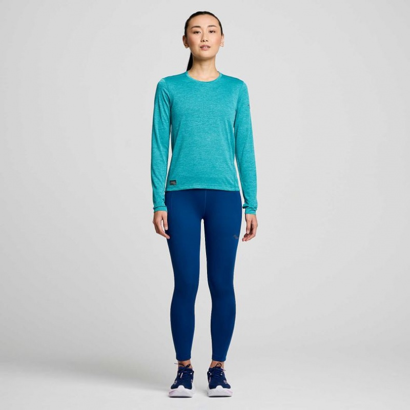Saucony Stopwatch Long Sleeve T-Shirt Damen Türkis | BERLIN SZJDGC