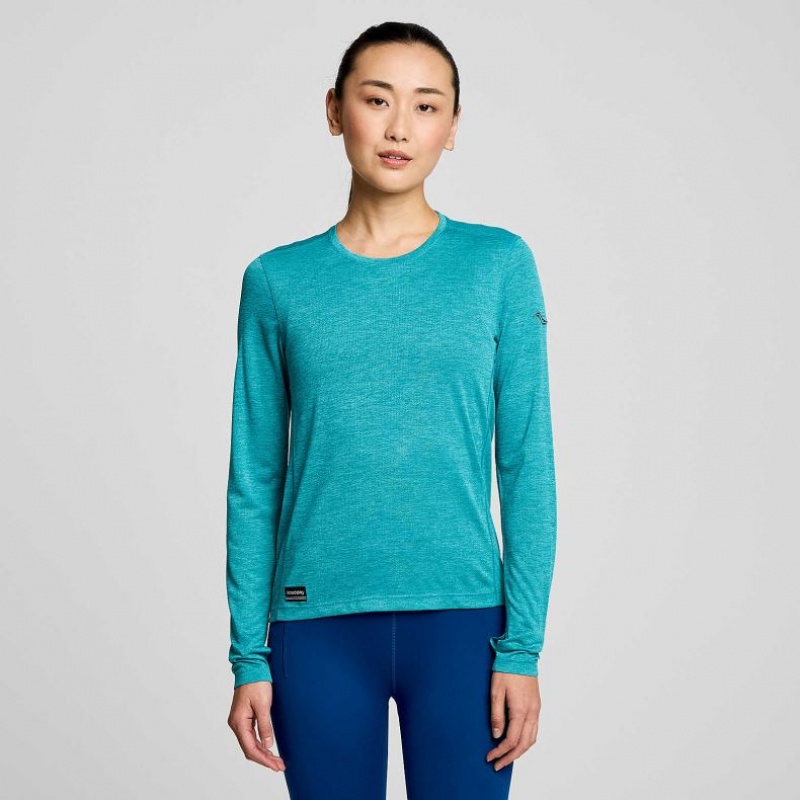 Saucony Stopwatch Long Sleeve T-Shirt Damen Türkis | BERLIN SZJDGC